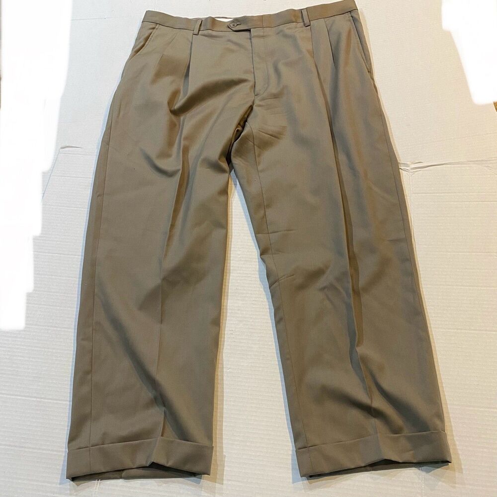 Hart Schaffner Marx Mens Wool Dress Khaki Pants Size 42